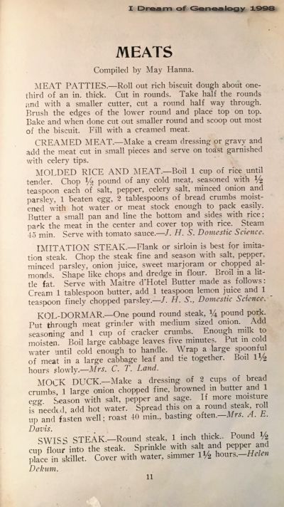 Piedmont Community Cookbook Recipes 1913